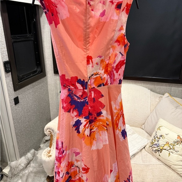 Calvin Klein Pink and Red Floral Midi Dress size 10 - Picture 5 of 9
